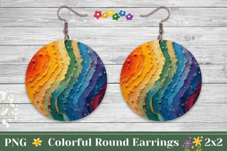 Art Paint Round Earrings, Abstract Round Earring Sublimation