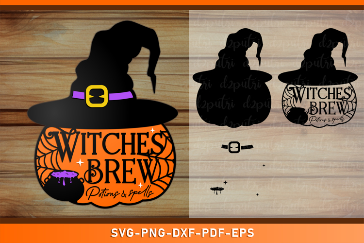 Witches Brew Halloween Round Door Hanger Sign SVG Files