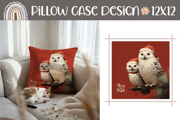 Merry Bright Pillow Template, Christmas Owl Pillow