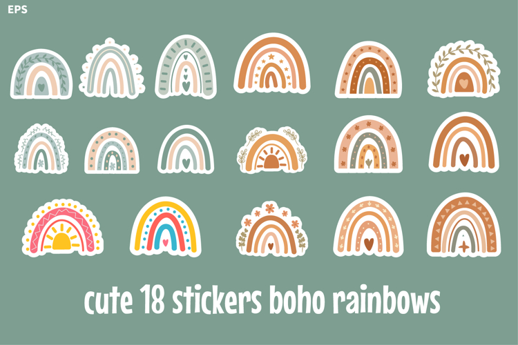 Boho rainbow sticker