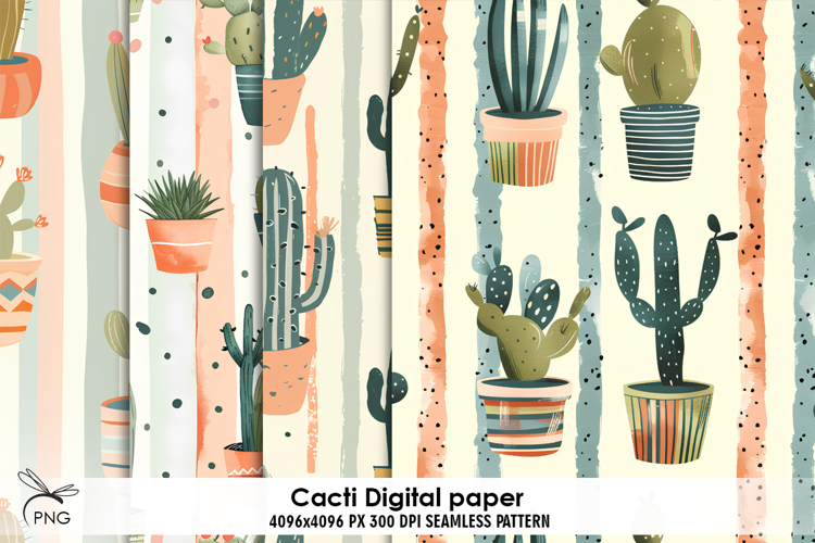 Cacti digital paper, background clipart