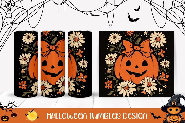 Retro Halloween Pumpkin Tumbler, Vintage Halloween Print