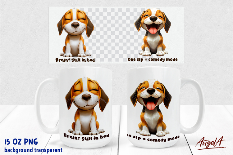 Coffee Dog Mug sublimation, before after funny mug quote