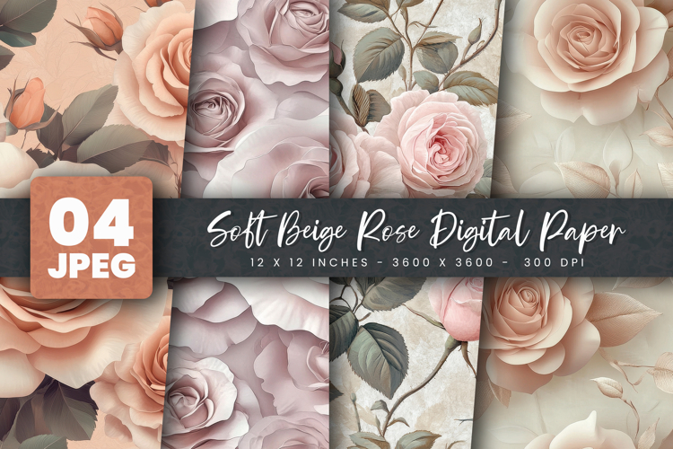 Soft Beige Rose Digital Paper