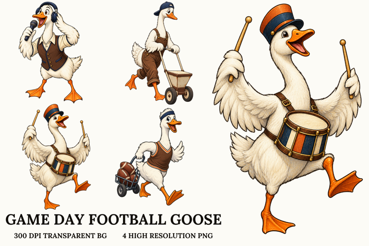 Game Day Football Goose PNG Sublimation Designs