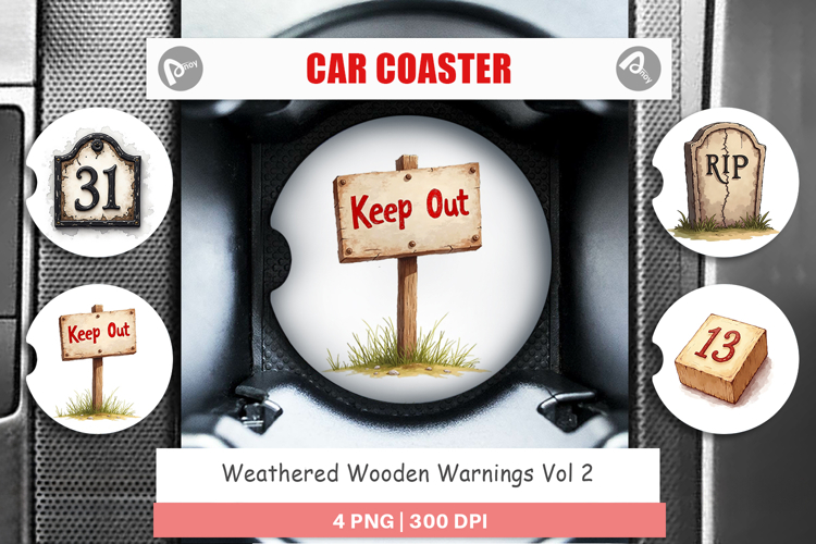Wooden Warnings Car Coaster