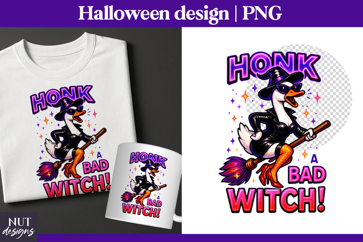 Spooky Halloween Cool Goose Witch T-shirt sublimation