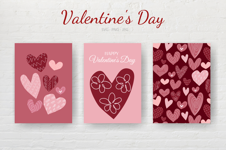 Modern Valentines Day posters | Card with hearts