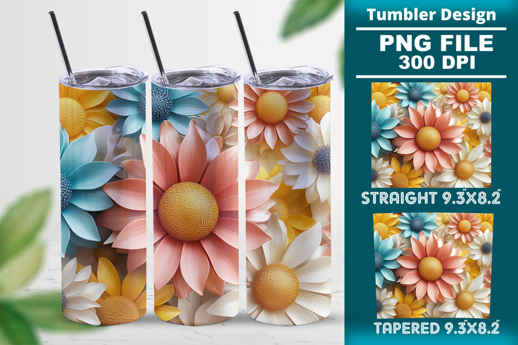 3D floral tumbler wrap design