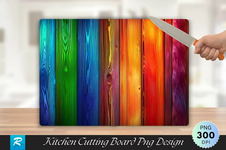 Multicolored Wooden Cutting Board Sublimation Design