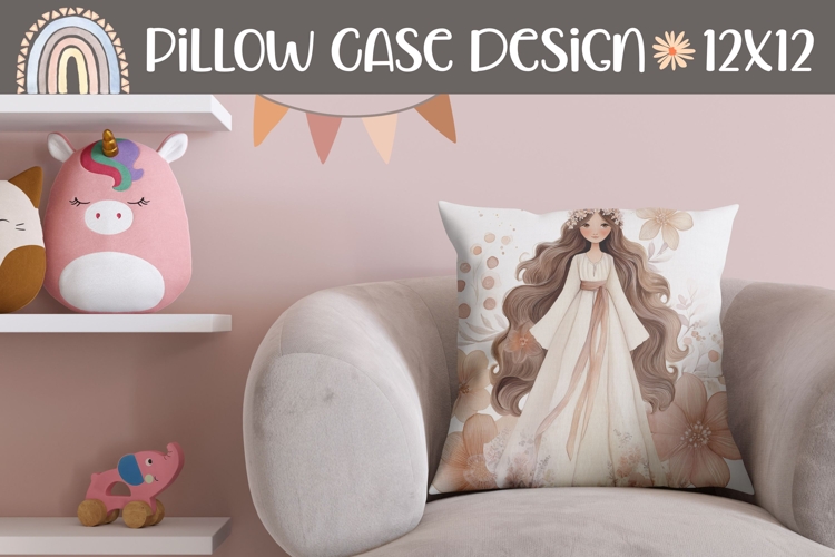 Watercolor Bride Pillow Design, Princess Pillow PNG