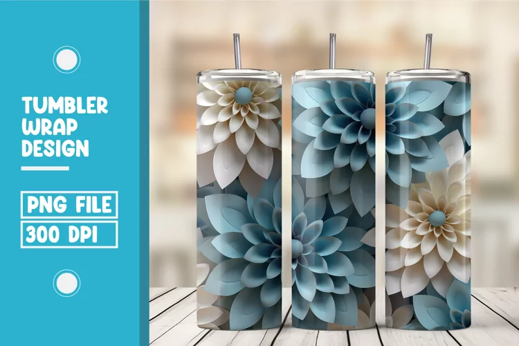 3d flower tumbler wrap sublimation
