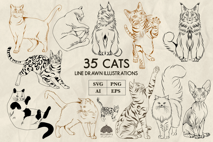 Cats line art collection Svg Png Eps