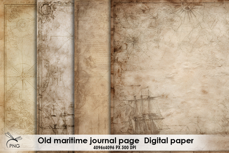 Vintage old maritime journal page digital paper