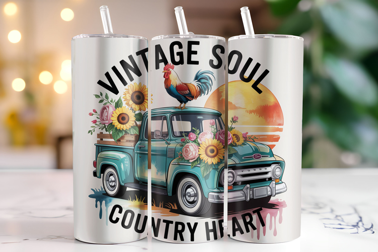 Vintage Soul Country Heart Tumbler Wrap | Sublimation