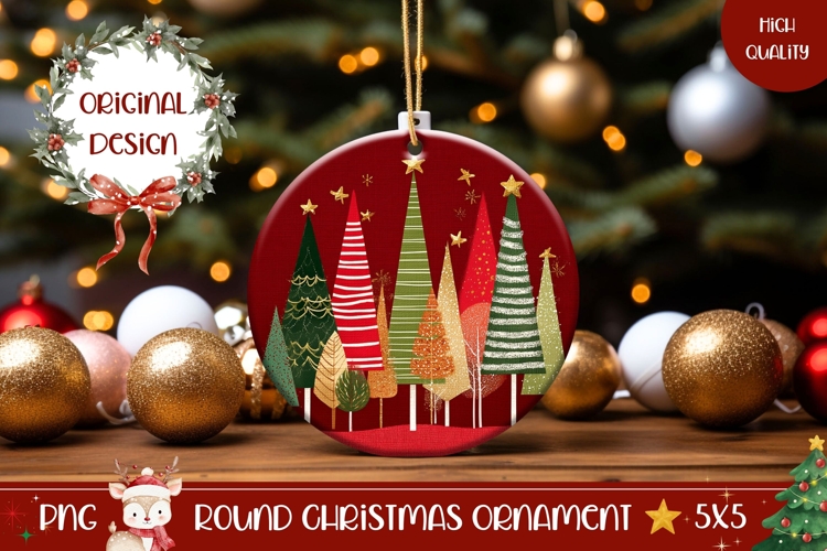 Red Christmas Ornament, Winter Round Ornament PNG
