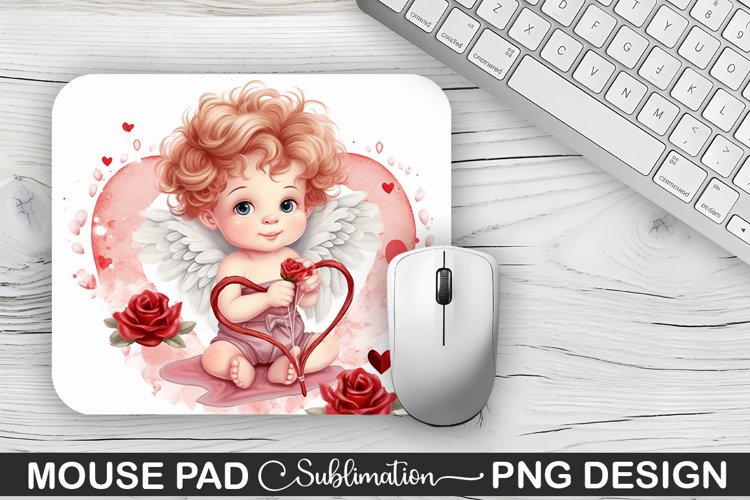 Valentines Day Cupid Sublimation Mouse Pad PNG Design