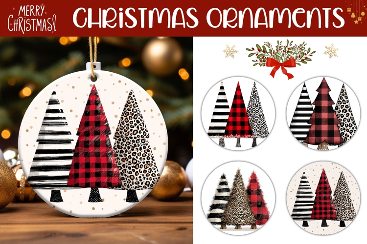 Rustic Christmas Round Ornaments, Christmas Tree Ornaments