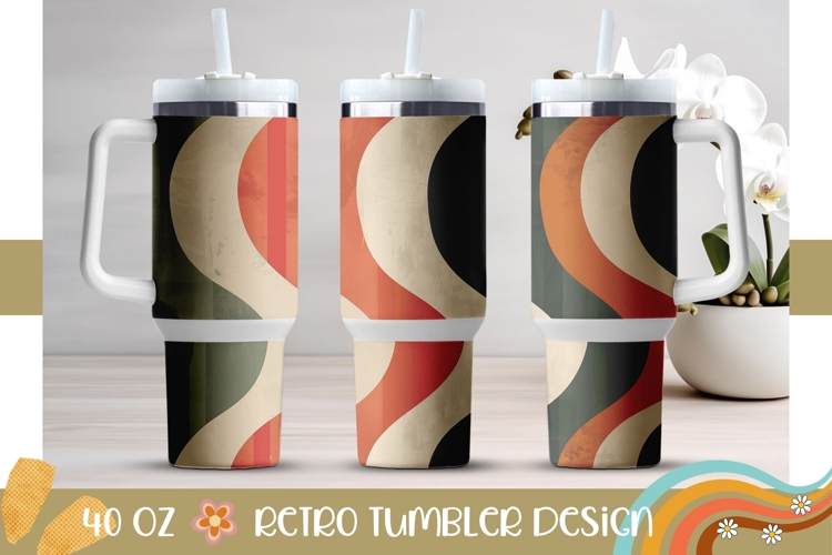 Retro Stripes Tumbler Sublimation, 40 Oz Tumbler Wrap Design