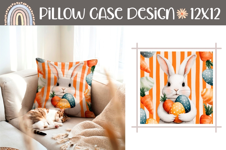 Cute Easter Bunny Pillowcase, Cartoon Carrot Pillow