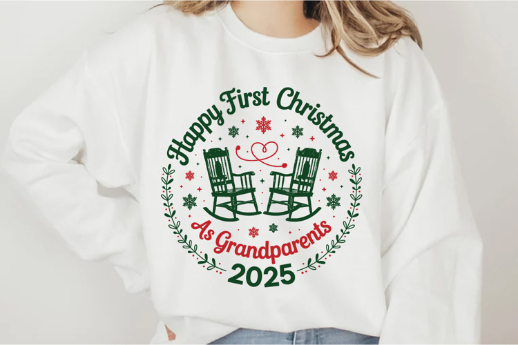 Happy First Christmas As Grandparents 2025 Svg Design