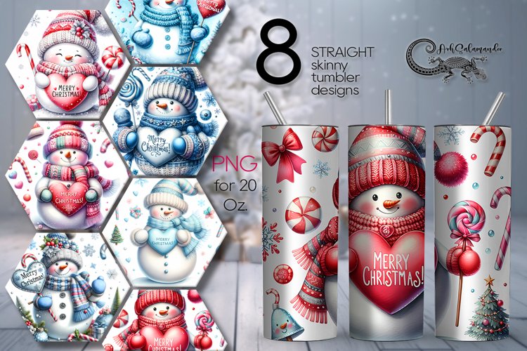 Xmas Snowman | Christmas Skinny tumbler sublimation designs