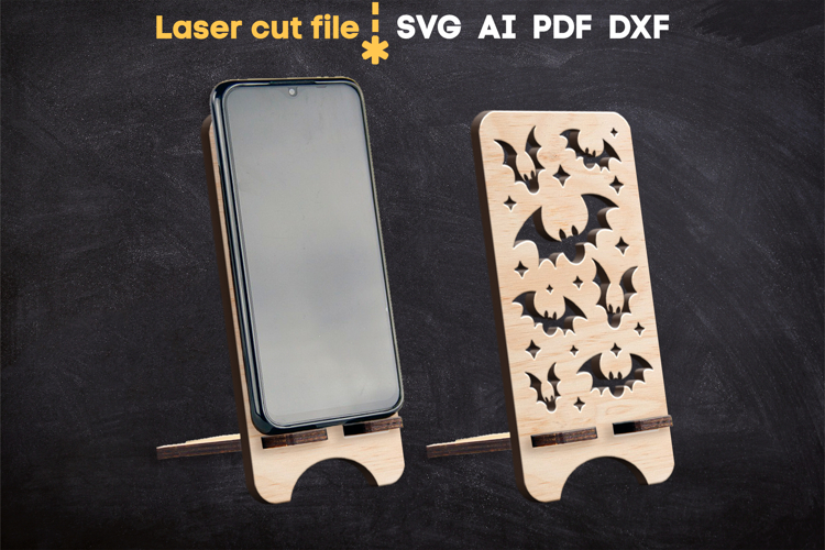 Halloween Phone Stand Bats SVG laser cut file for Glowforge