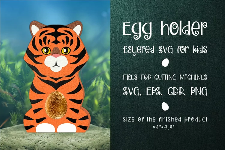 Tiger Chocolate Egg Holder Template SVG