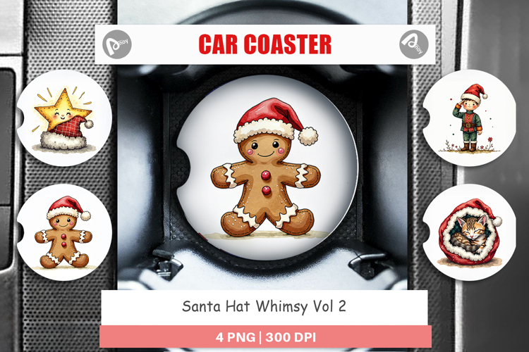 Santa Hat Whimsy Car Coaster