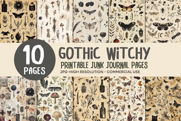 Botanical Gothic Junk Journal Pages example image 1