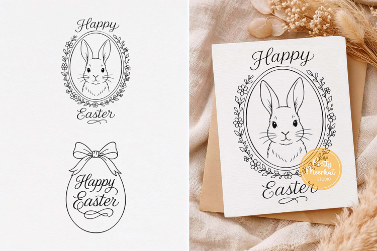 Happy Easter svg, Easter Bunny svg, Easter svg, Floral frame