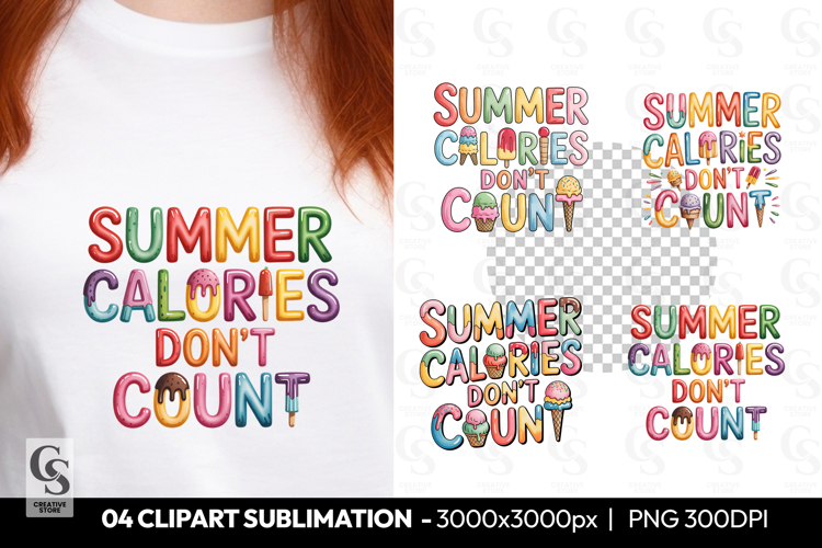 Summer Calories Dont Count Ice Cream Clipart Sublimation