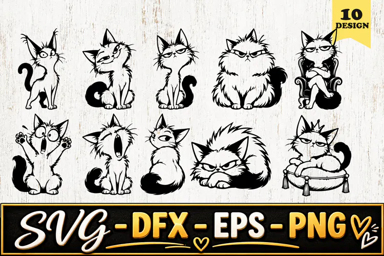 Grumpy Cat Cartoon Clipart SVG PNG