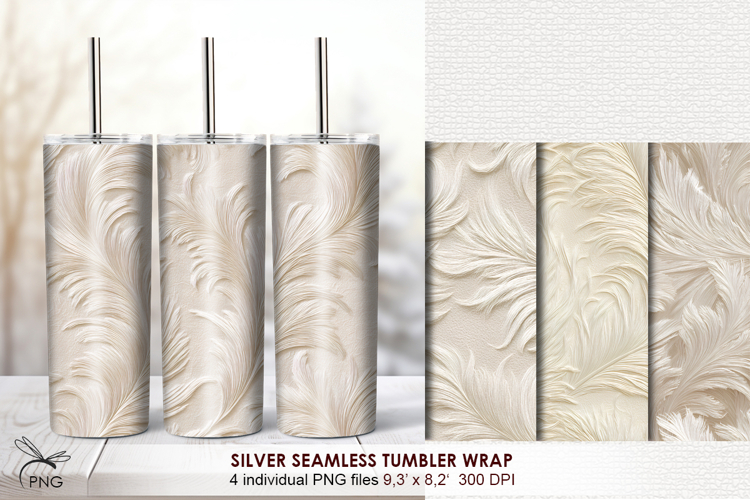 Silver patterns seamless Tumbler Wrap - 4 Variations