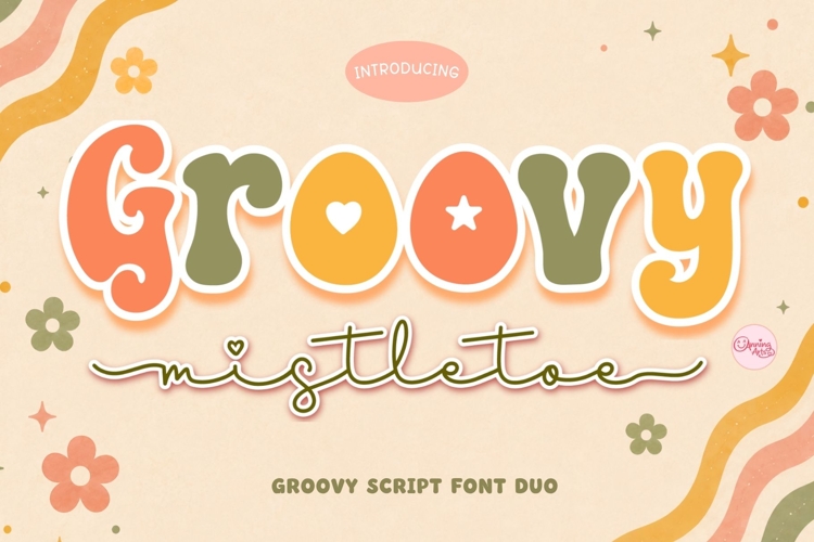 Groovy Mistletoe Font Duo | Retro Display Script Font