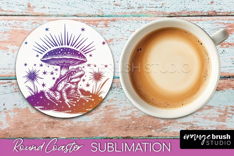 Celestial Coaster Sublimation, Boho Mystical Round Coaster
