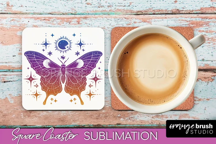 Boho Mystical Square Coaster PNG - Celestial Sublimation