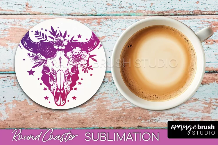 Celestial Coaster Sublimation, Boho Mystical Round Coaster