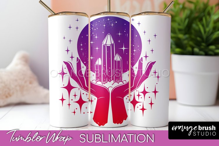 Celestial Tumbler Wrap, Boho Sublimation, Mystical Tumbler example image 1