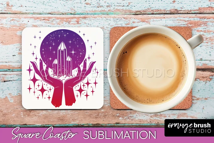 Boho Mystical Square Coaster PNG - Celestial Sublimation