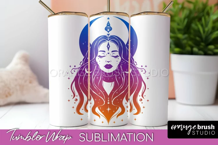 Celestial Tumbler Wrap, Boho Sublimation, Mystical Tumbler