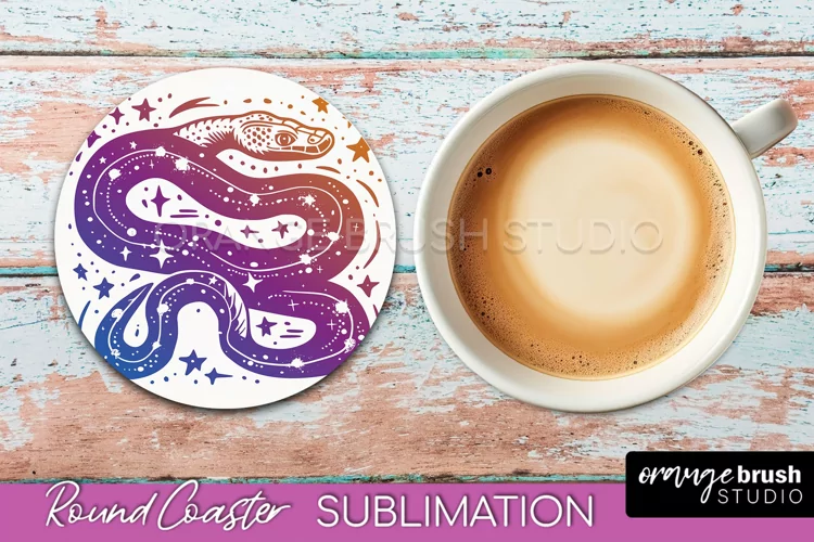 Celestial Coaster Sublimation, Boho Mystical Round Coaster