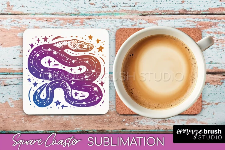 Boho Mystical Square Coaster PNG - Celestial Sublimation