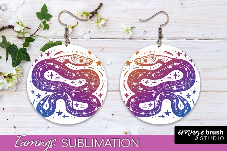 Boho Mystical Round Earrings Sublimation, Celestial Earrings