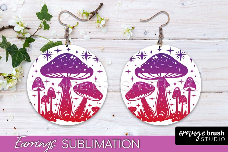 Boho Mystical Round Earrings Sublimation, Celestial Earrings