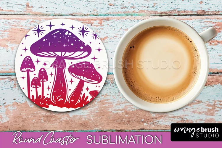 Celestial Coaster Sublimation, Boho Mystical Round Coaster