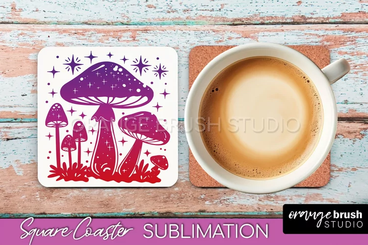 Boho Mystical Square Coaster PNG - Celestial Sublimation