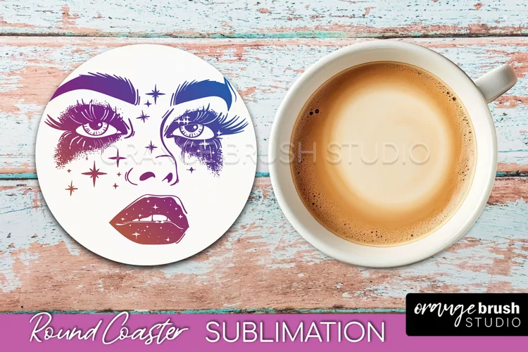 Celestial Coaster Sublimation, Boho Mystical Round Coaster