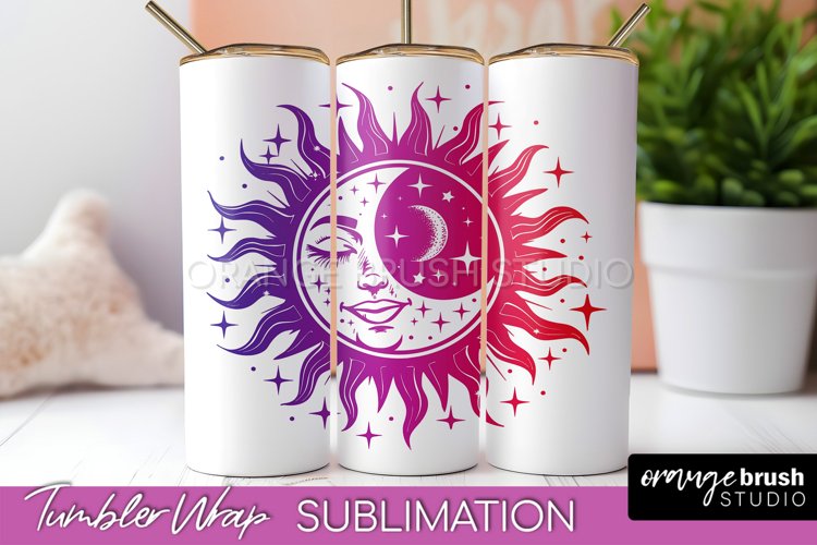 Celestial Tumbler Wrap, Boho Sublimation, Mystical Tumbler example image 1