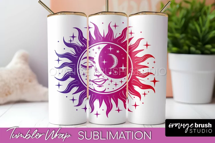 Celestial Tumbler Wrap, Boho Sublimation, Mystical Tumbler